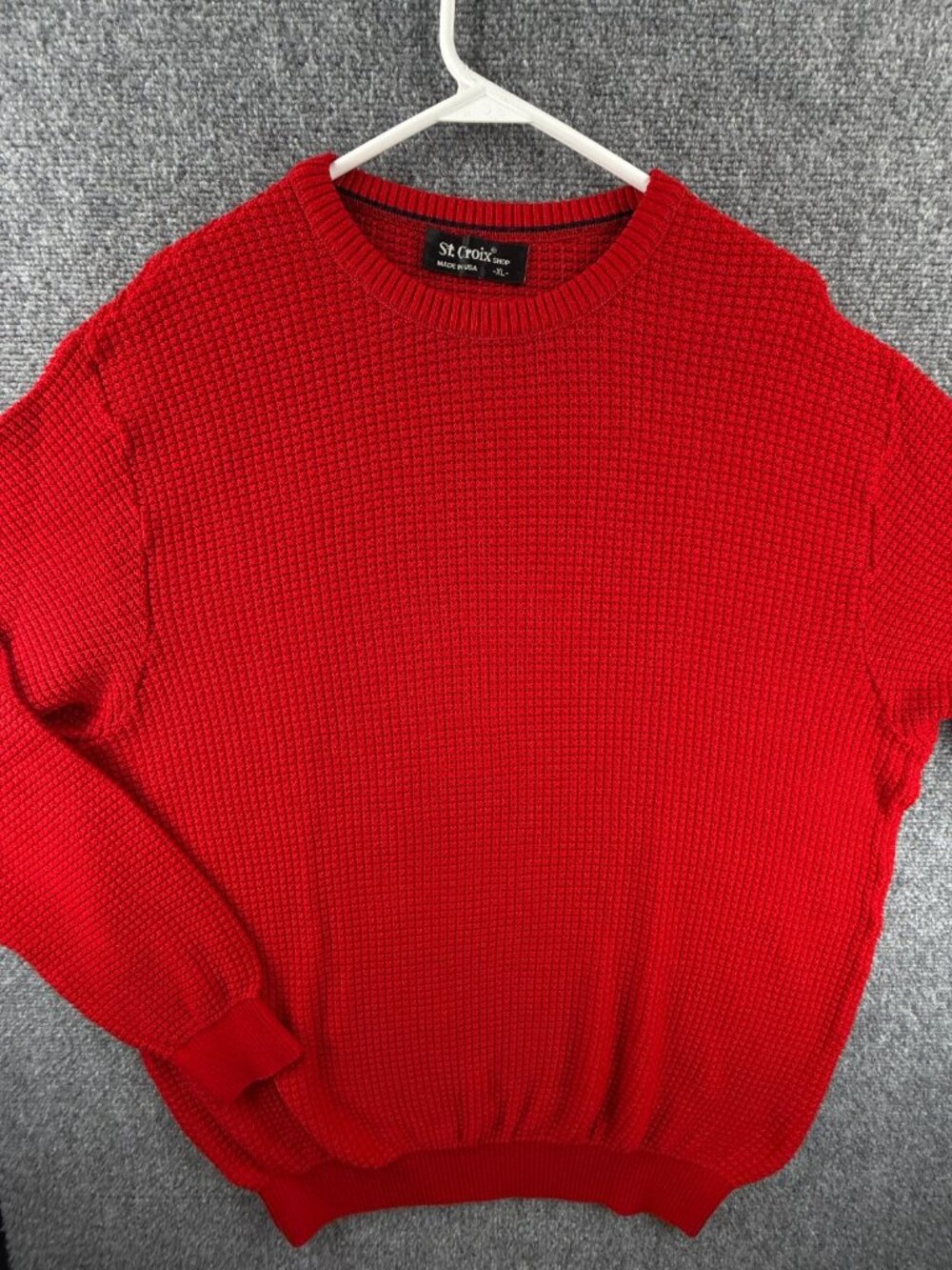 VTG St. Croix Knit Sweater Red Pullover Crew Neck USA Cotton Blend Men Adult